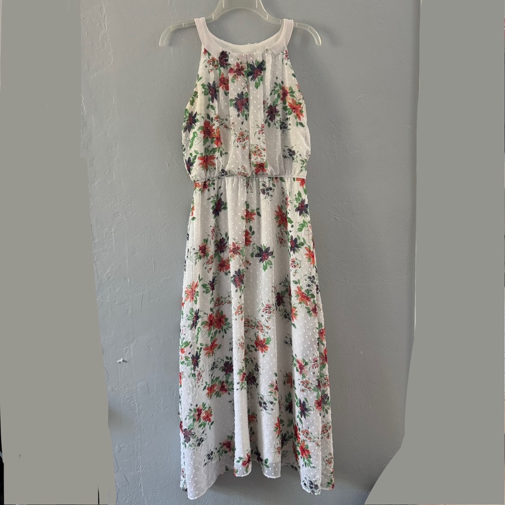 Robbie Bee Signature Petite Chiffon Maxi Dress  White with Floral